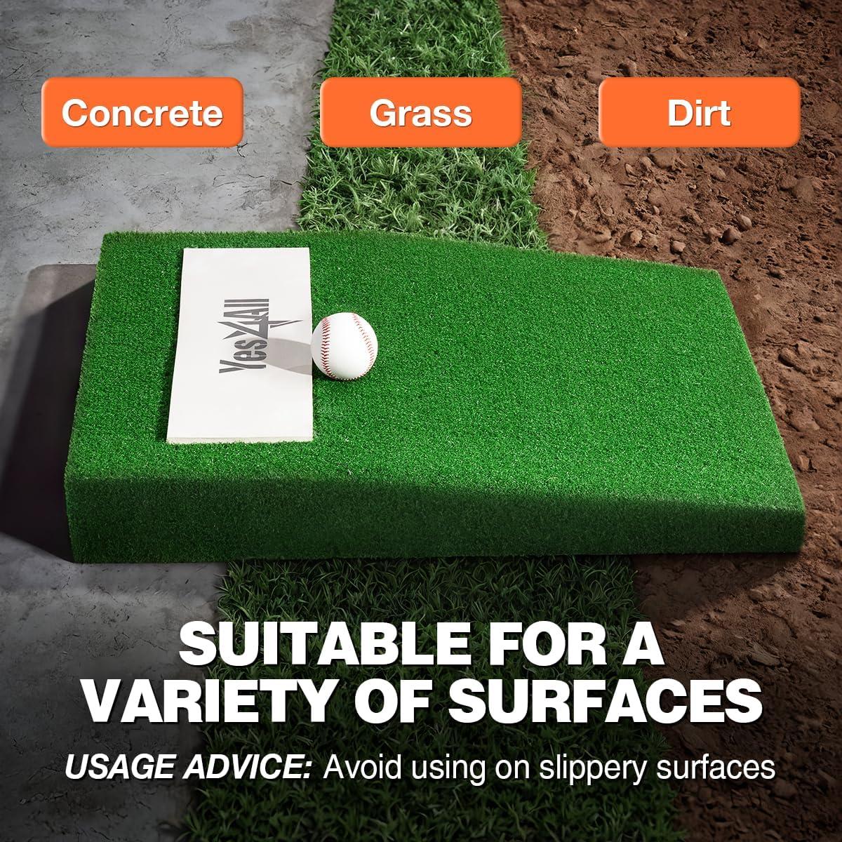 Yes4All Portable Pitching Mound and 2 Baseballs, Pitchers Mound Baseball, Softball Pitching Mound with Antifade Turf and Regulation Pitching Rubber 30 x 30 x 4 Inch for Indoor and Outdoor.