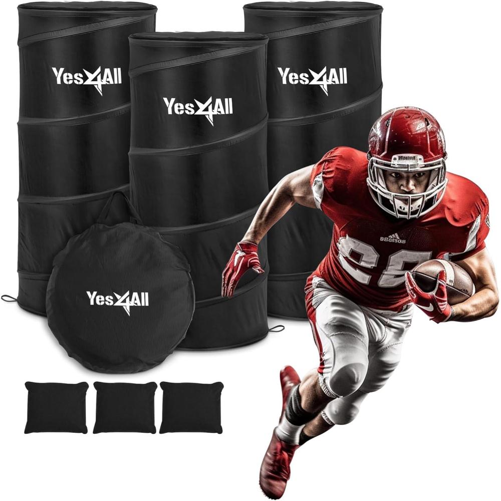 Yes4All Pop Up Defender, 3-Pack Basketball Youth Training Equipment, Portable Football Soccer Basketball Drill Defender(B. Black)