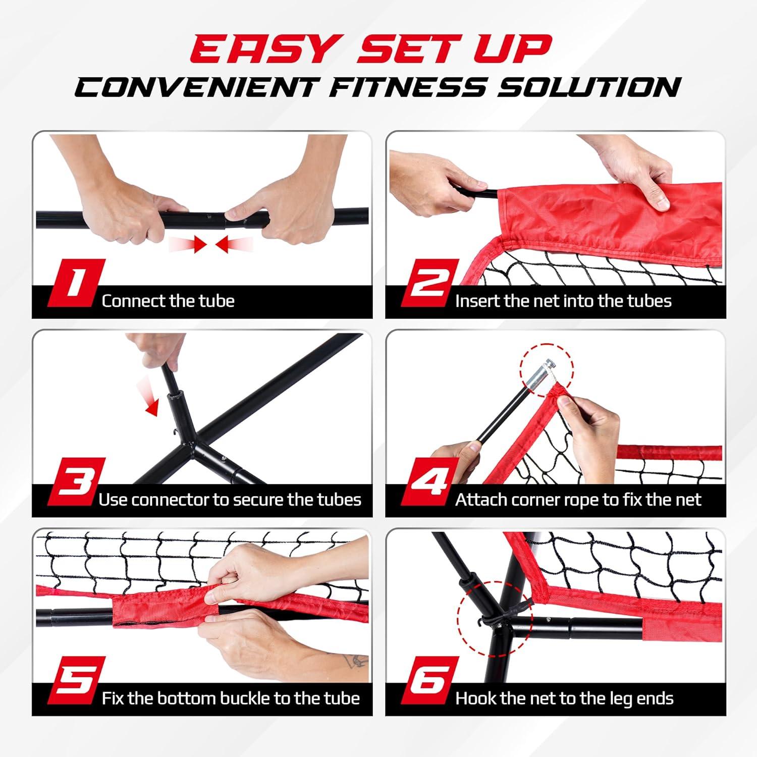 Yes4All 7x7ft Baseball Net with Batting Tee, Durable Softball Nets for Hitting and Pitching Practice, Backstop Net for Backyard Training