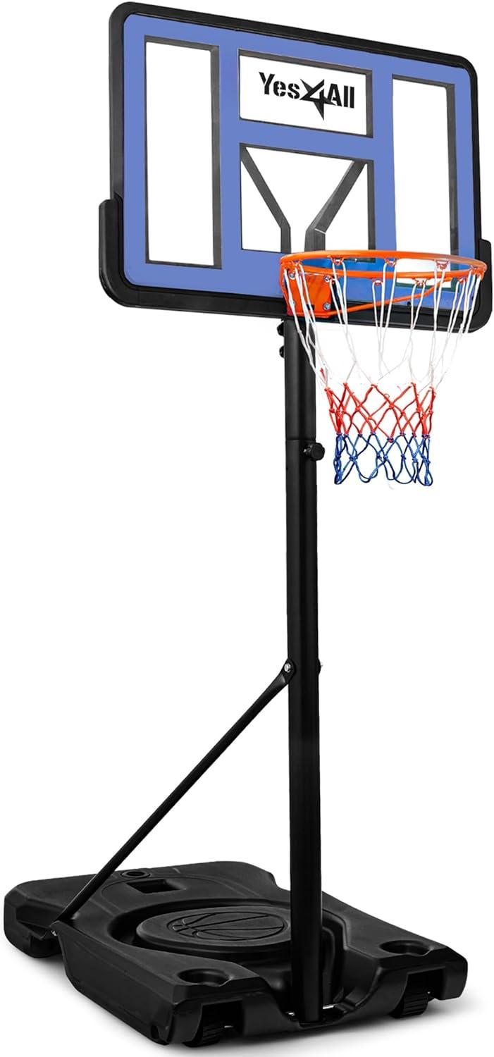 Yes4All Portable Basketball Hoop Outdoor, 3.8-10Ft Basketball Goal Adjustable for Kid/Teen/Adult Practicing Indoor & Outdoor