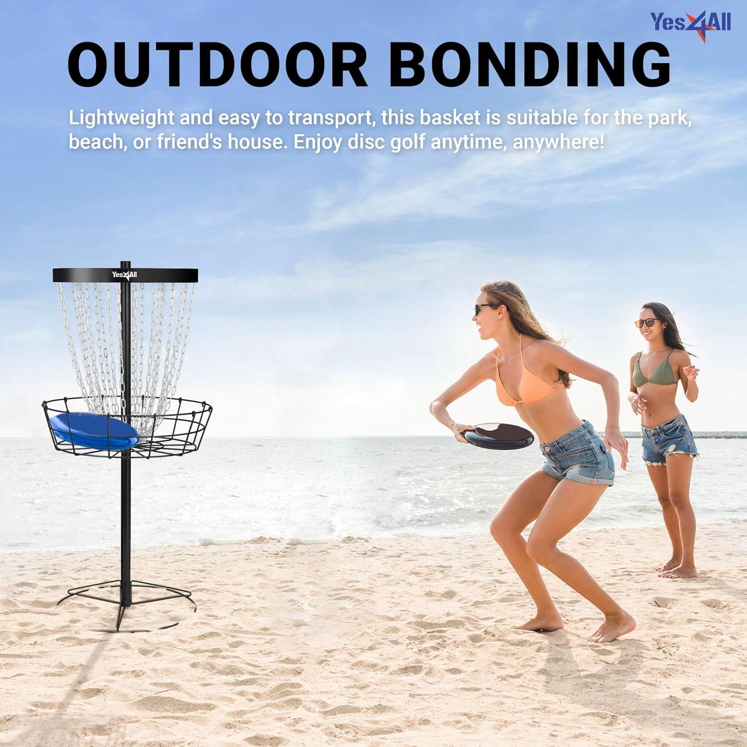Yes4All PRO Disc Golf Basket, Heavy-Duty 24 Chain Portable Frisbee Golf Baskets Target Set for Professional Disc Golfer