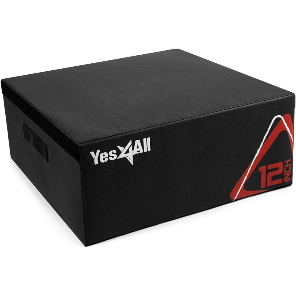 Yes4All Adjustable Soft Plyo Box, Jumping Trainer – For Plyometric Exercises and Conditioning, Multiple Height Variations(E. Black – 12″)