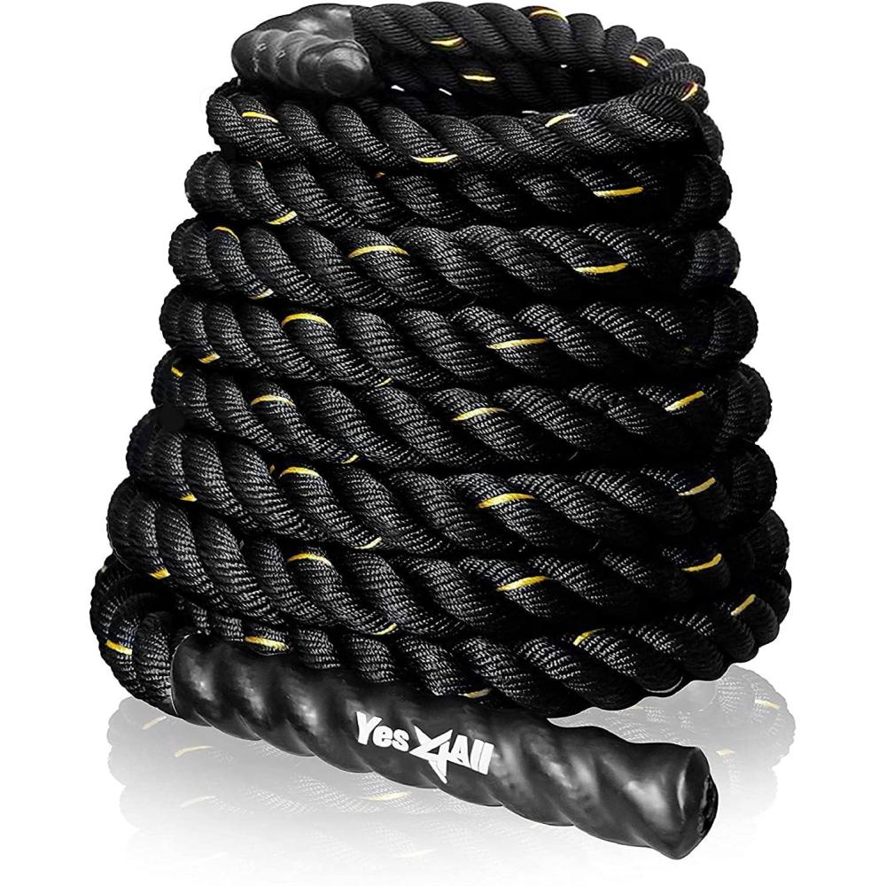 Yes4All 1.5/2 Inch Battle Ropes with Extra Protective Sleeve, Workout Ropes for Cross-Training Home Gym & Fitness Exercises, Strength Training – 30,40,50 Feet Lengths Available(F. 2in – 50ft)