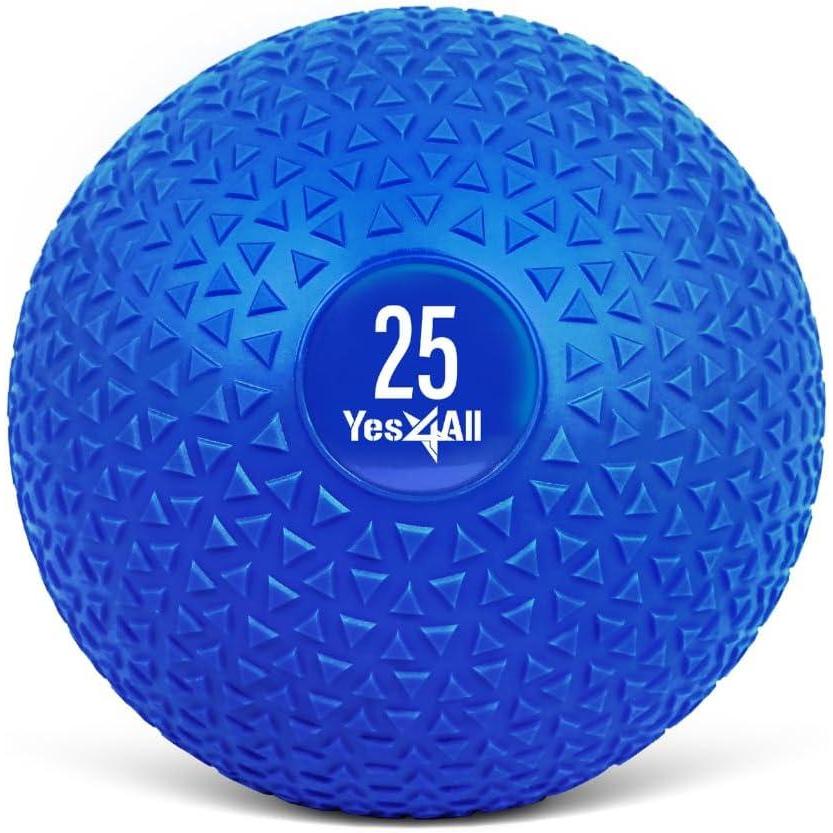 Yes4All Medicine Balls Weight Slam Balls 4.5kg, 6.8kg, 9kg, 11.3kg, 13.6kg, 18kg No Bounce Rubber Exercise Ball – Black, Blue, Teal, Orange & Glossy for Strength Training, Power, MMA Boxing Gym Weight(Blue)