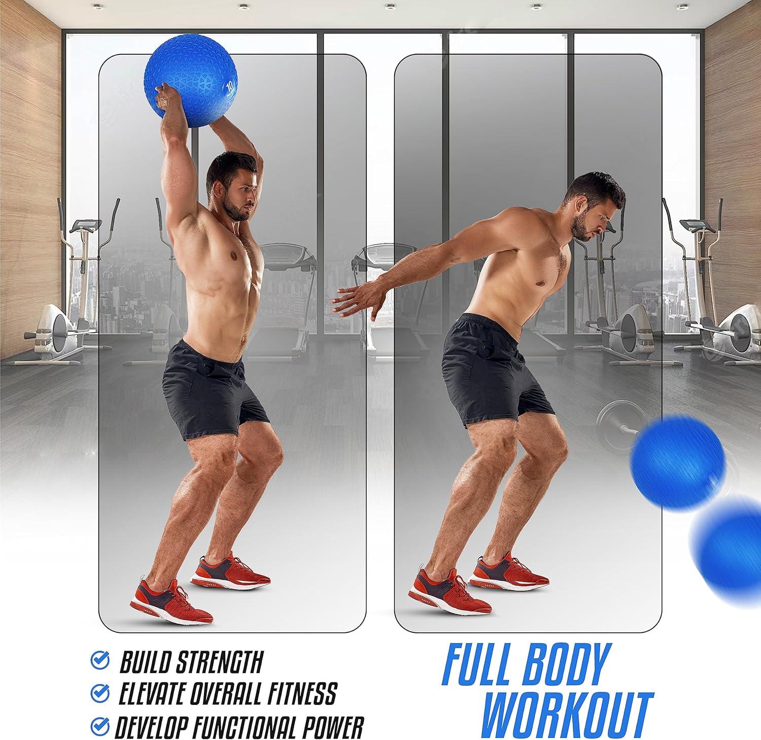Yes4All Medicine Balls Weight Slam Balls 4.5kg, 6.8kg, 9kg, 11.3kg, 13.6kg, 18kg No Bounce Rubber Exercise Ball – Black, Blue, Teal, Orange & Glossy for Strength Training, Power, MMA Boxing Gym Weight(Blue)