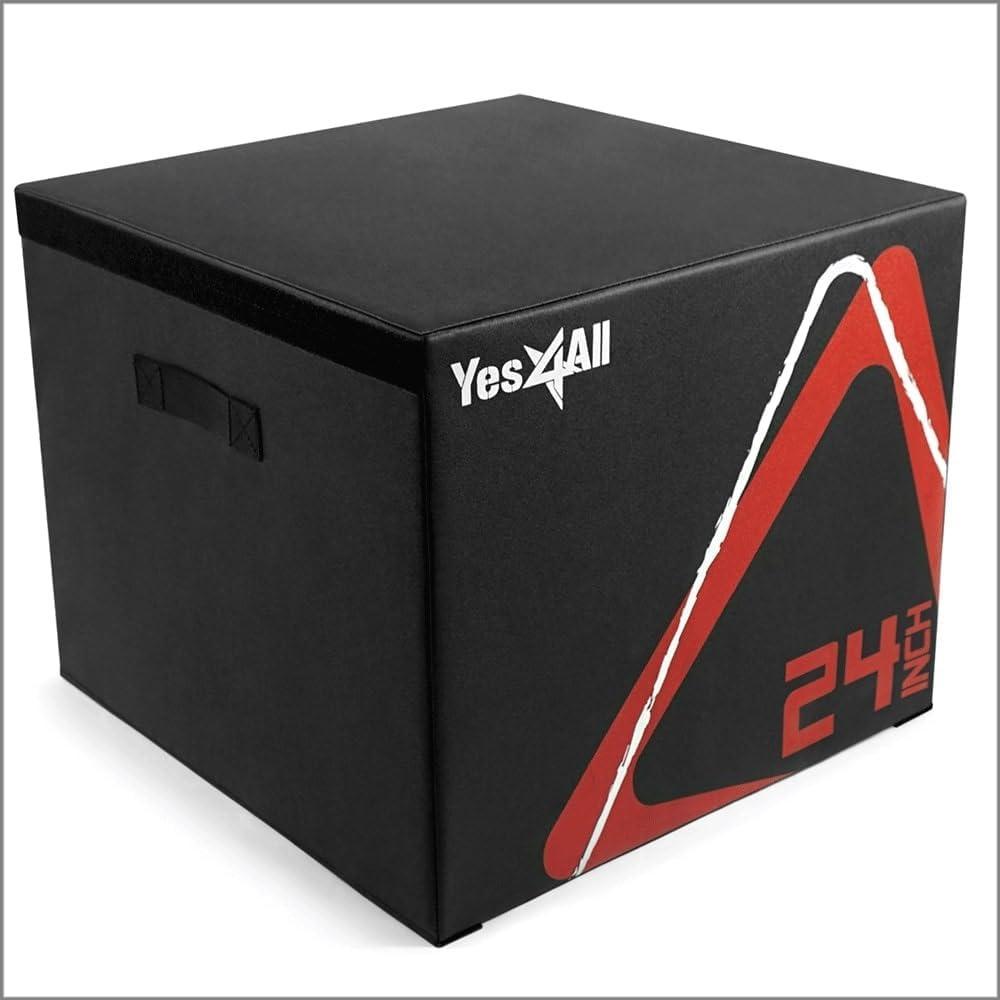 Yes4All Adjustable Soft Plyo Box, Jumping Trainer – For Plyometric Exercises and Conditioning, Multiple Height Variations(D. Black – 24″)