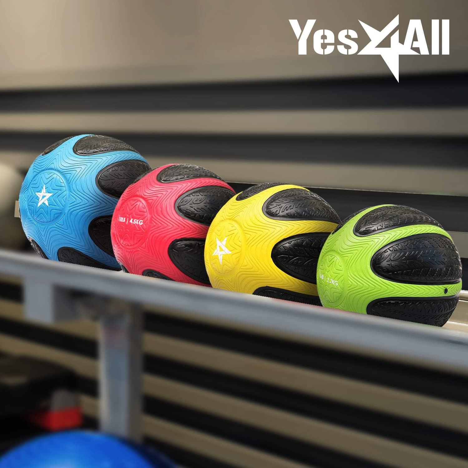 Yes4All 6/8/10/12LB Color-Coded Weighted Medicine Ball with Non-Slip Grip Rubber for Workout, Core Strength Exercises, Balance Training, and Throwing(D. 12LB)