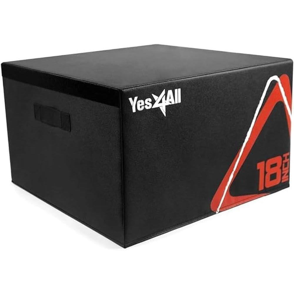 Yes4All Adjustable Soft Plyo Box, Jumping Trainer – For Plyometric Exercises and Conditioning, Multiple Height Variations(C. Black – 18″)