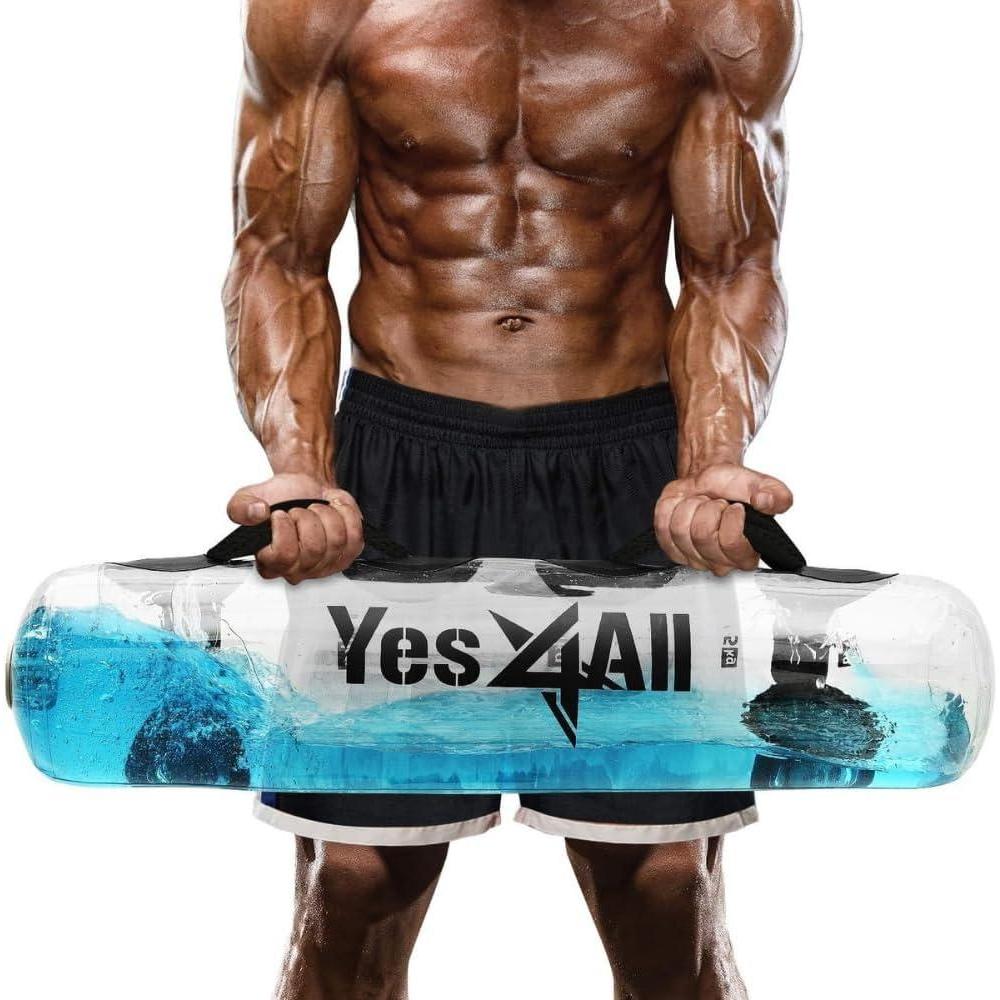 Yes4All Large Aqua Bags for Workout 35/45/80lbs – Ultimate Core Water Weights Aqua Bag – Portable Stability Fitness – Perfect Agility, Durability for Indoors and Outdoors – Clear & Dark Blue(A. Clear – 45LB)