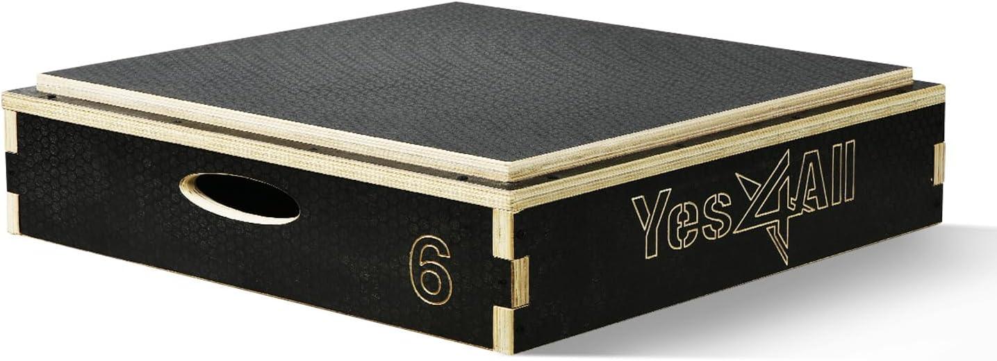 Yes4All 3 in 1 Wooden Plyo Box, Plyometric Box Platform for Jump Training, Jump Boxes for Home Gym Exercise and Outdoor Workout(A. Black)