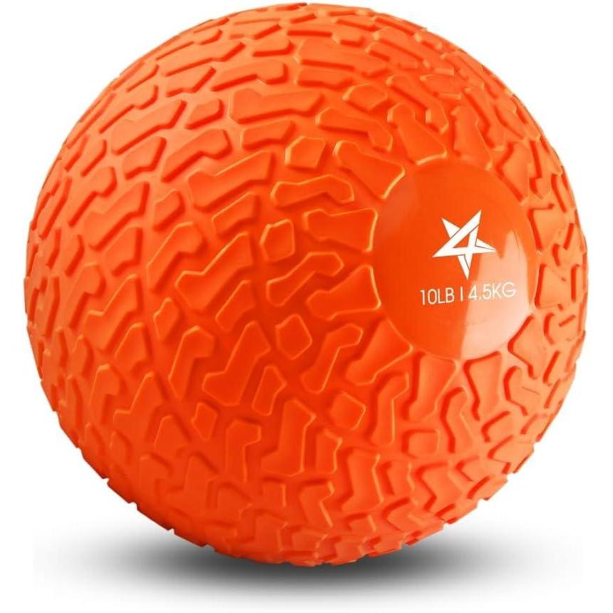 Yes4All Slam Balls, 10-40lb Weighted Ball Weight, Durable PVC Sand Filled Workout Dynamic Slam Ball for Strength Training, Tread, Black, 25lbs(Orange beast)
