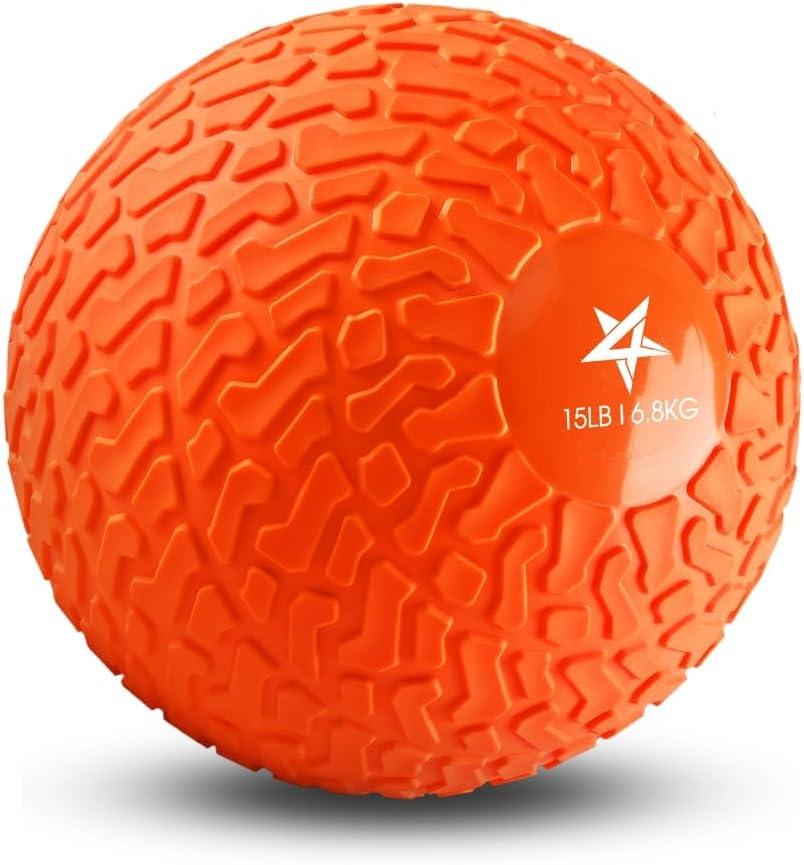Yes4All Slam Balls, 10-40lb Weighted Ball Weight, Durable PVC Sand Filled Workout Dynamic Slam Ball for Strength Training, Tread, Black, 25lbs(Orange beast)