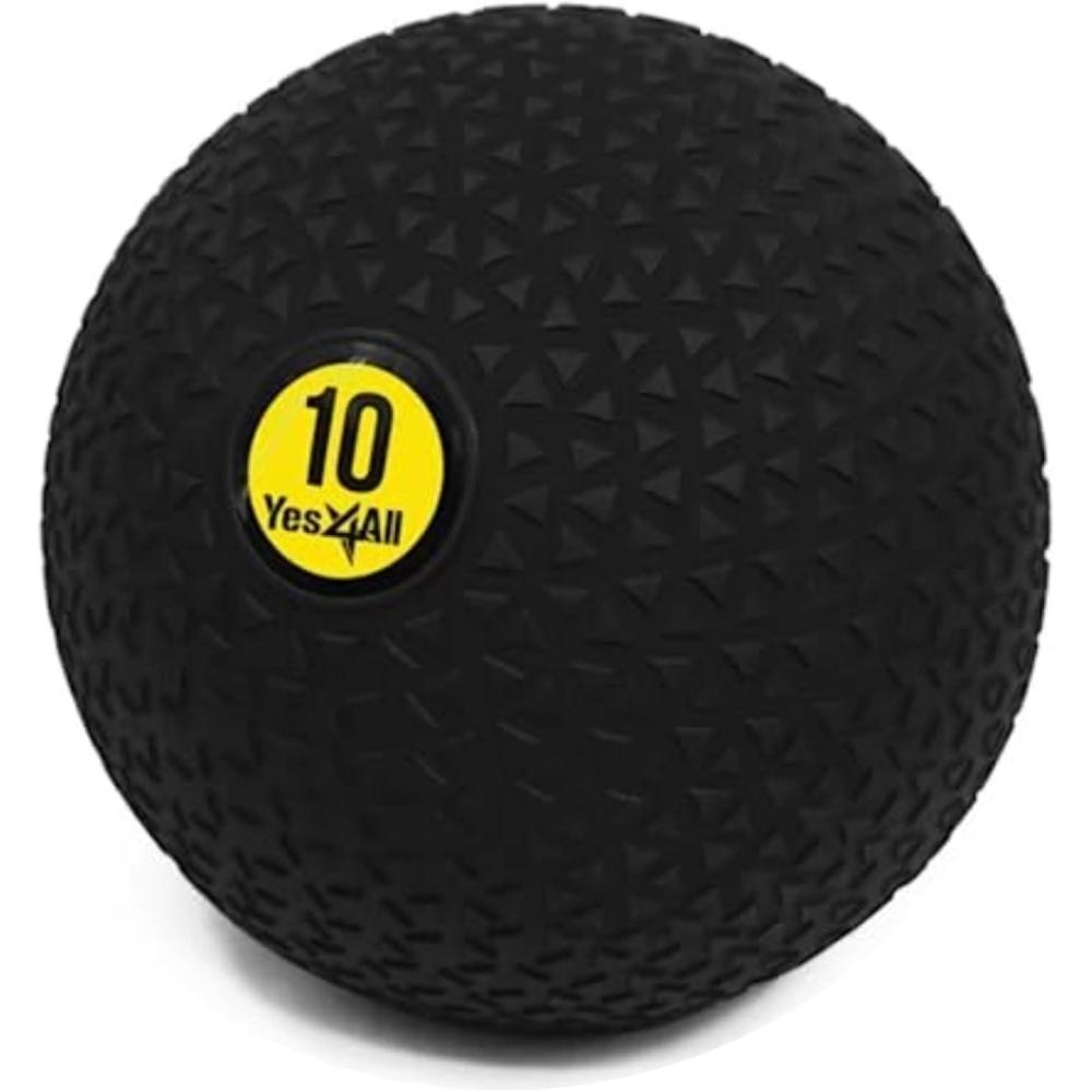 Yes4All Slam Balls, 10-40lb Weighted Ball Weight, Durable PVC Sand Filled Workout Dynamic Slam Ball for Strength Training, Tread, Black, 25lbs(C. Triangle Black)