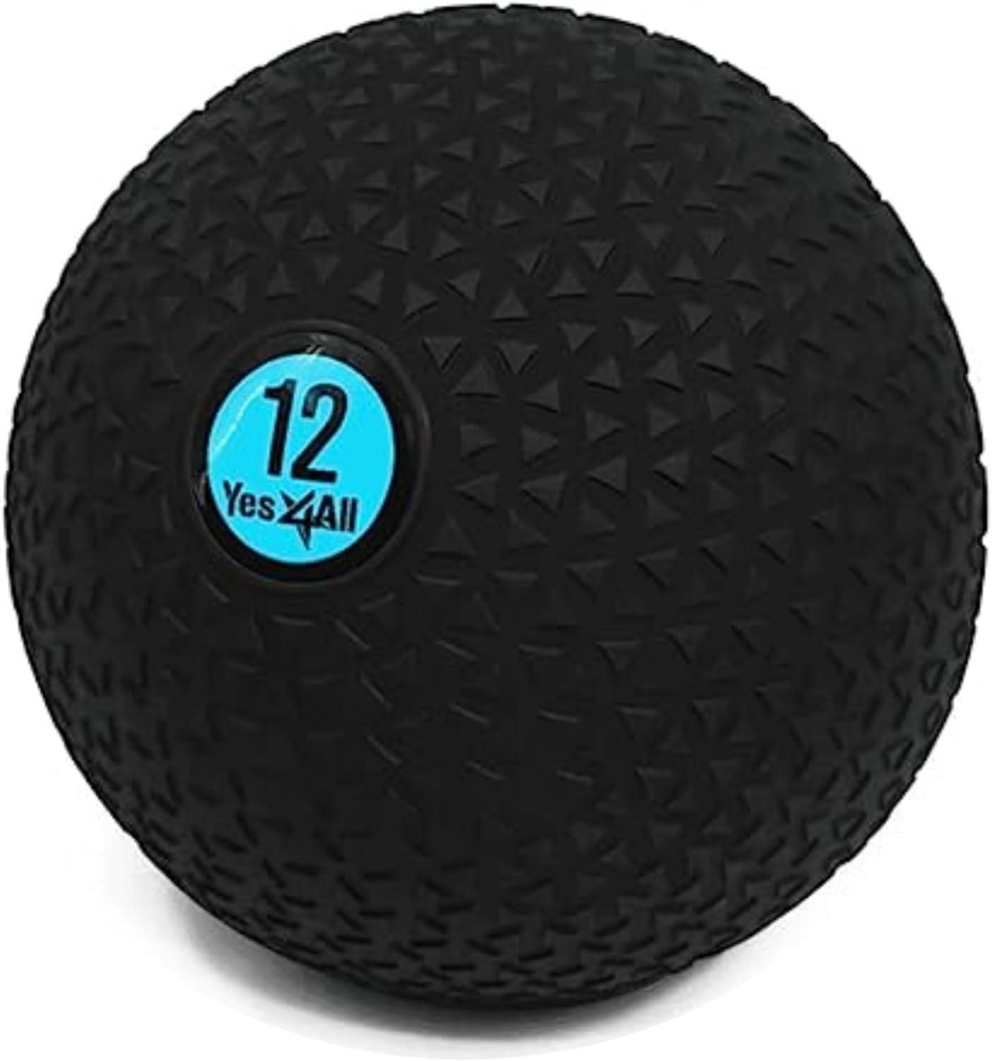 Yes4All Slam Balls, 10-40lb Weighted Ball Weight, Durable PVC Sand Filled Workout Dynamic Slam Ball for Strength Training, Tread, Black, 25lbs(C. Triangle Black)