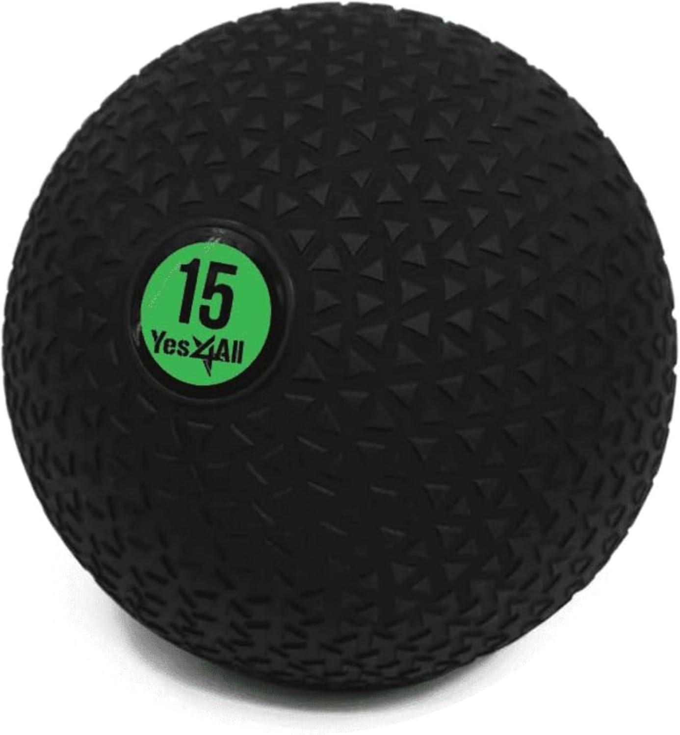 Yes4All Slam Balls, 10-40lb Weighted Ball Weight, Durable PVC Sand Filled Workout Dynamic Slam Ball for Strength Training, Tread, Black, 25lbs(C. Triangle Black)