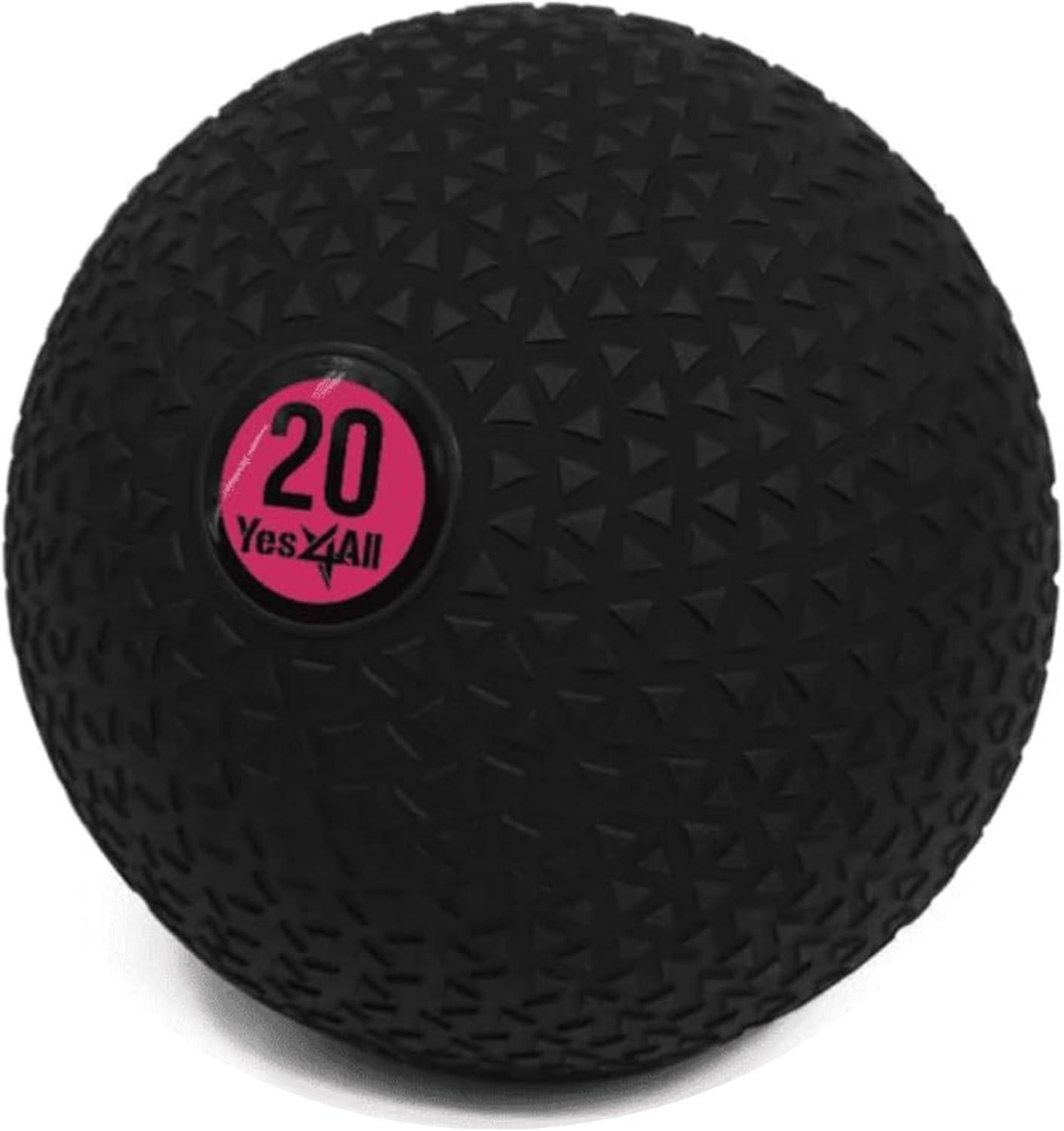 Yes4All Slam Balls, 10-40lb Weighted Ball Weight, Durable PVC Sand Filled Workout Dynamic Slam Ball for Strength Training, Tread, Black, 25lbs(C. Triangle Black)