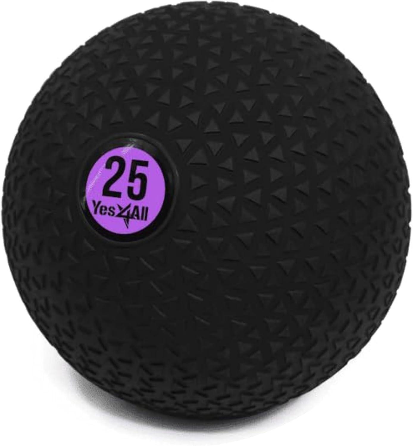 Yes4All Slam Balls, 10-40lb Weighted Ball Weight, Durable PVC Sand Filled Workout Dynamic Slam Ball for Strength Training, Tread, Black, 25lbs(C. Triangle Black)