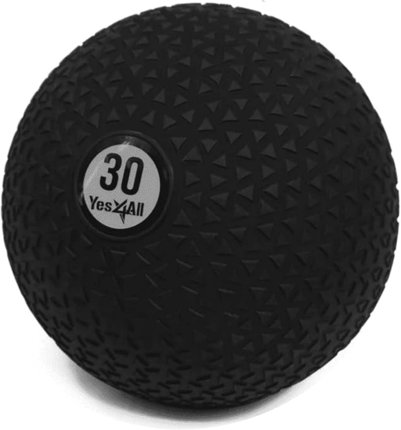 Yes4All Slam Balls, 10-40lb Weighted Ball Weight, Durable PVC Sand Filled Workout Dynamic Slam Ball for Strength Training, Tread, Black, 25lbs(C. Triangle Black)