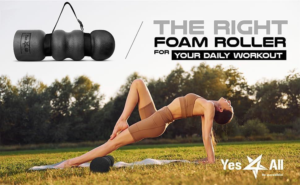 Yes4All Sandbags for Working Out, Unfilled Sand Bags for Weight Training with Handles, Combo Adjustable Workout Bag (50-125 LB) & Epp Wave Foam Roller