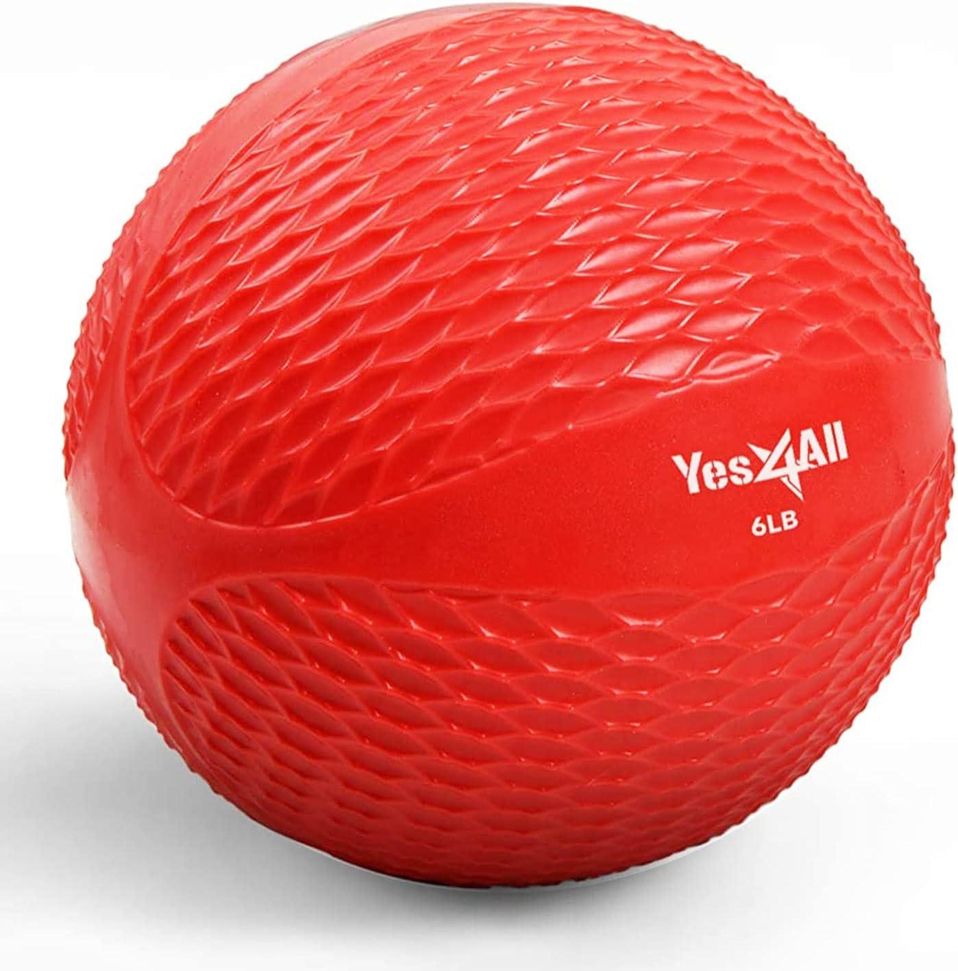 Yes4All Weighted Toning Balls for Exercise, Soft Medicine Balls for Exercise, Pilates, Yoga, Balance, Flexibility, 2-10lbs(J. 6lb – Red)