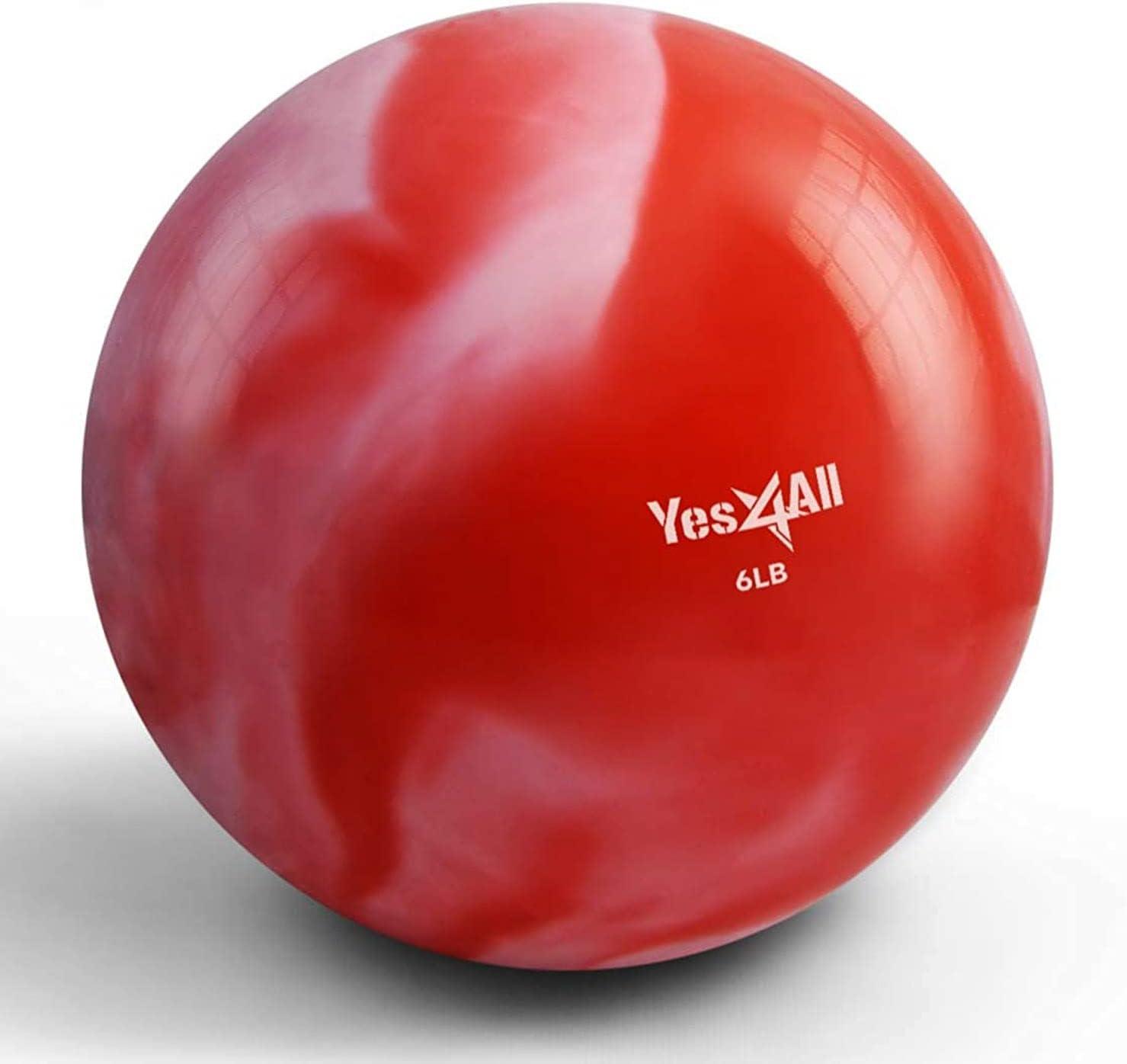 Yes4All Weighted Toning Balls for Exercise, Soft Medicine Balls for Exercise, Pilates, Yoga, Balance, Flexibility, 2-10lbs(J. 6lb – Red)