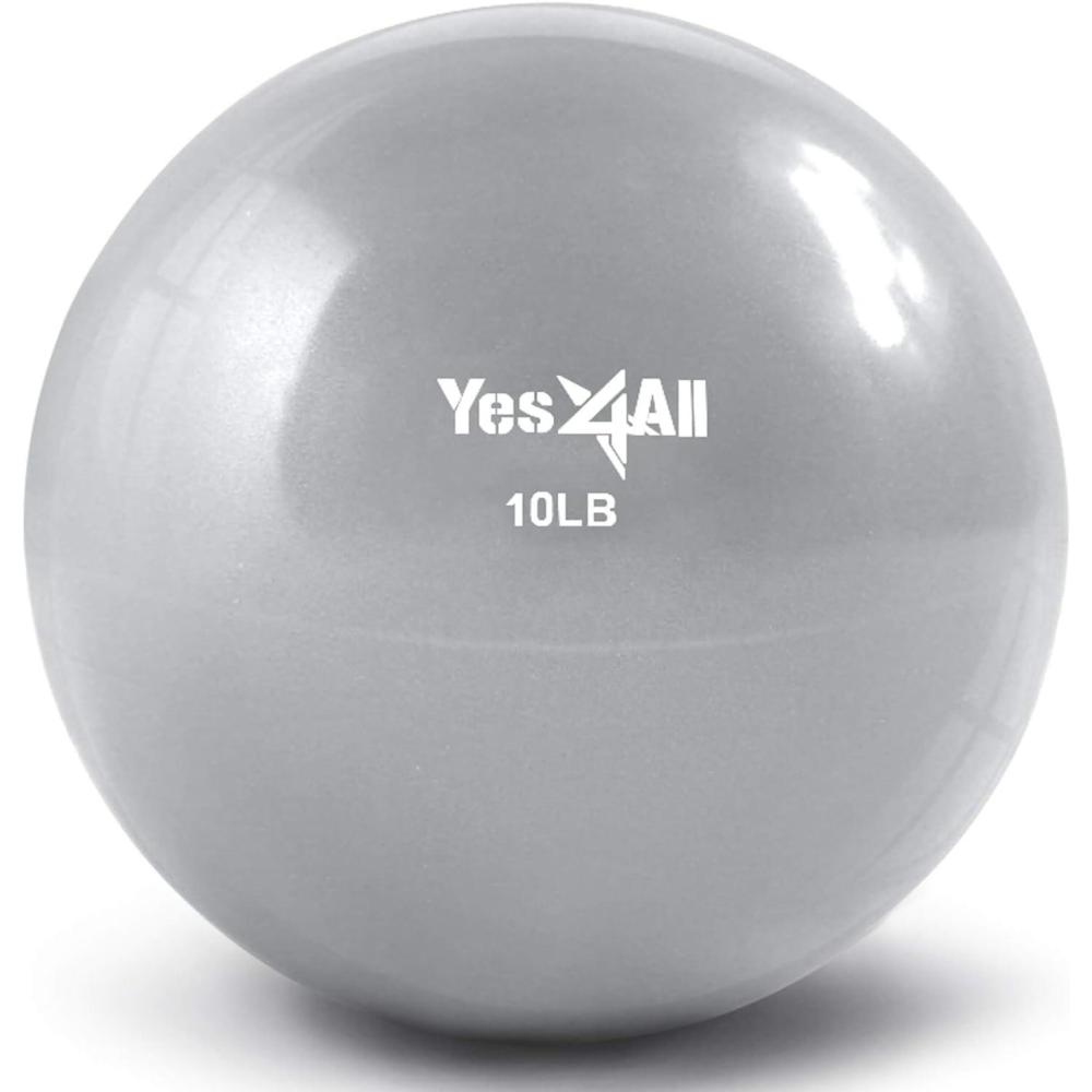 Yes4All Weighted Toning Balls for Exercise, Soft Medicine Balls for Exercise, Pilates, Yoga, Balance, Flexibility, 2-10lbs(M. 10lb – Gray)