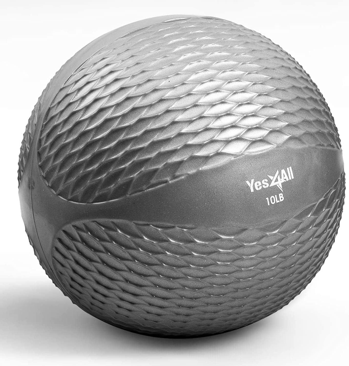 Yes4All Weighted Toning Balls for Exercise, Soft Medicine Balls for Exercise, Pilates, Yoga, Balance, Flexibility, 2-10lbs(M. 10lb – Gray)
