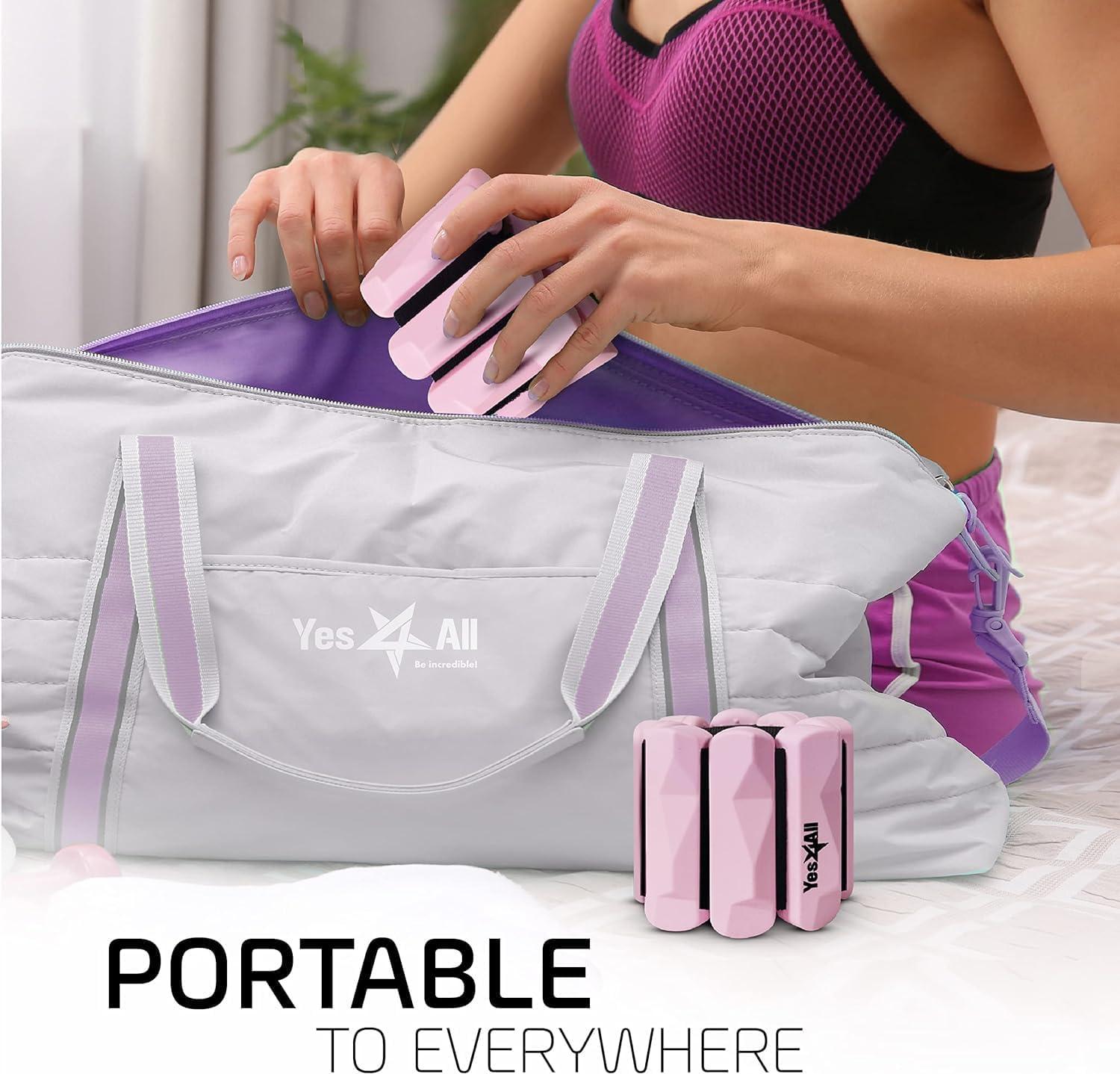 Yes4All Wrist & Ankle Weights, Adjustable Silicone Ankle weights for Women Men Home Gym Workout, Yoga, Dance, Cardio, Pilates, Aerobics, Walking and Running, Pink – (1lbs x2)