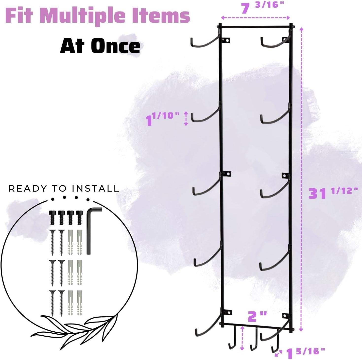 Yes4All 3-Tier and 5-Tier Steel Yoga Mat Rack Organizer Wall Mount with 3 Hooks, Foam Roller Holder Wall Mount Rack For Yoga Mat Storage, Hanging Yoga Strap and Resistance Bands