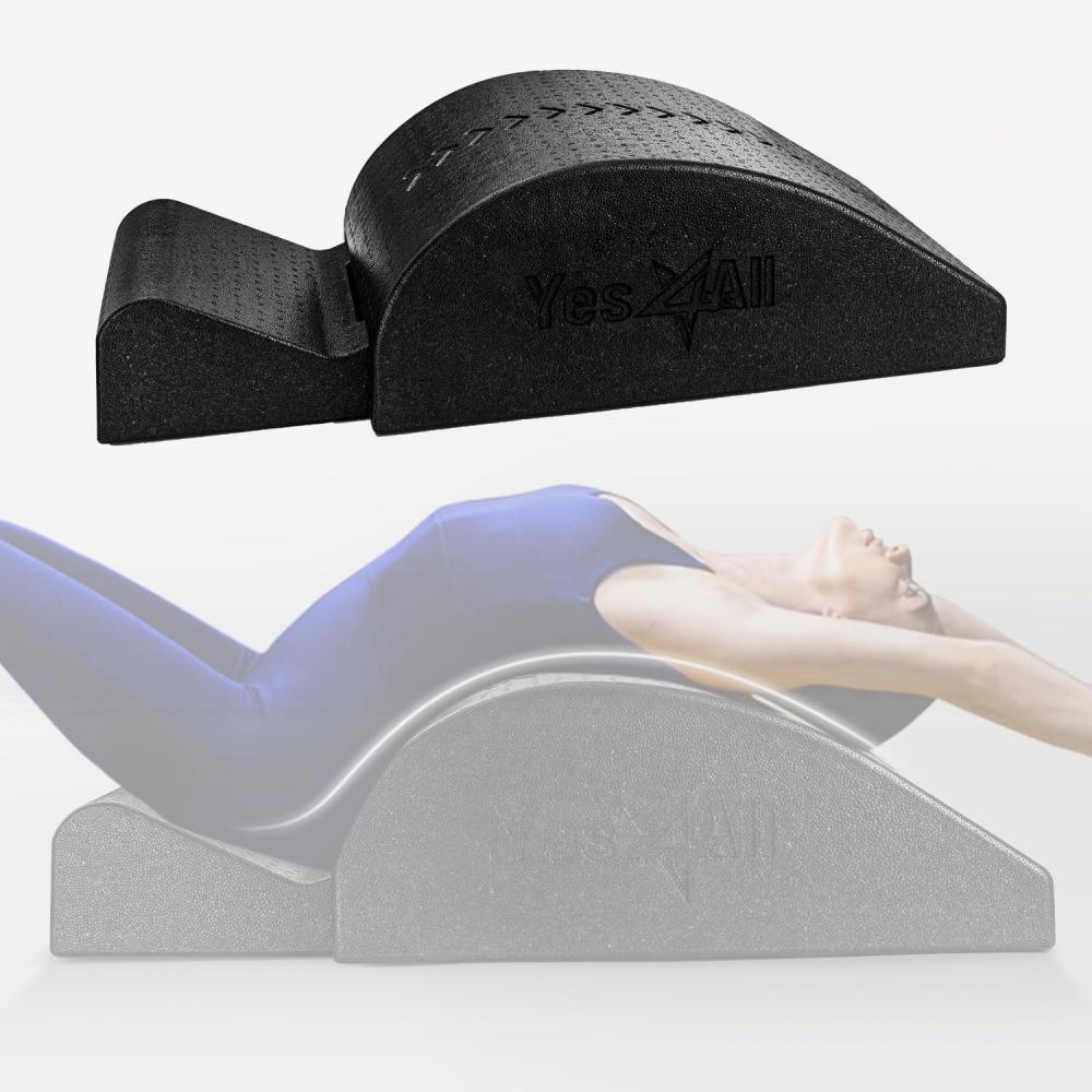 Yes4All Pilates Spine Corrector, Pilates Arc, 350lbs Foldable Pilates Massage Bed Barrel, Core Strengthening and Stretching(B. Upgrade_Black)