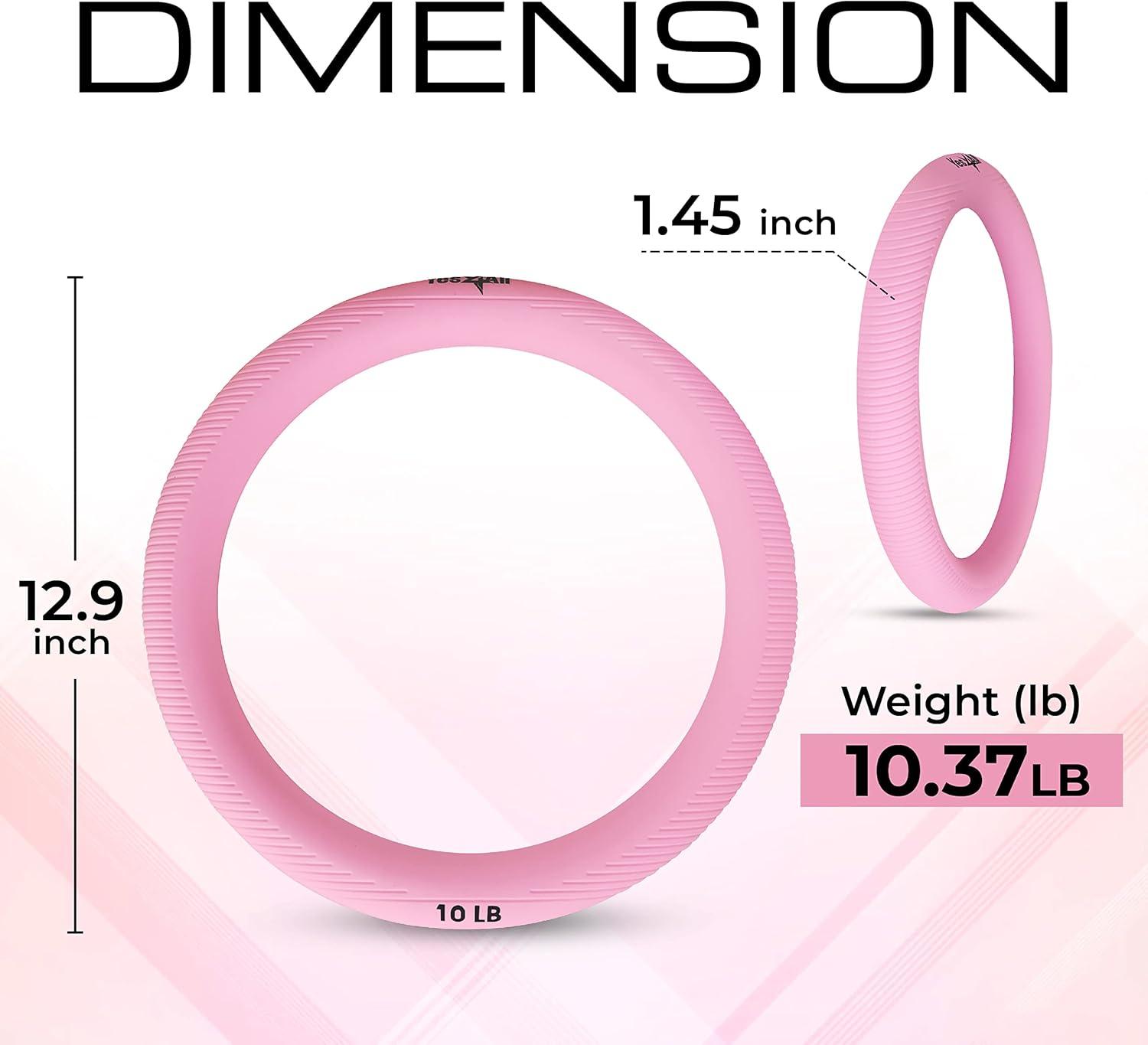 Yes4All Power Ring 10lbs, Weight Ring, Weighted Circle, Kettlebell for Yoga Exercise, Aerobics, Home Fitness, Core Training(C. Pink – Power ring & Silicon Wrist Weight)