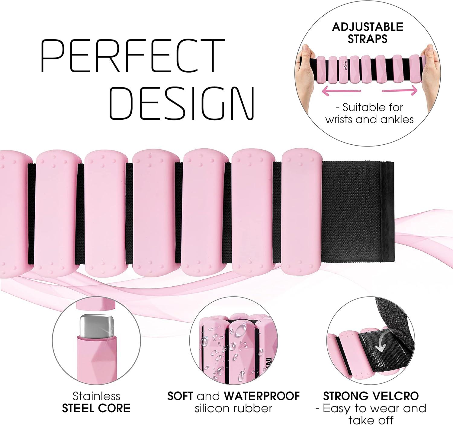 Yes4All Power Ring 10lbs, Weight Ring, Weighted Circle, Kettlebell for Yoga Exercise, Aerobics, Home Fitness, Core Training(C. Pink – Power ring & Silicon Wrist Weight)