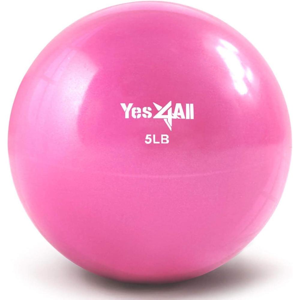 Yes4All Weighted Toning Balls for Exercise, Soft Medicine Balls for Exercise, Pilates, Yoga, Balance, Flexibility, 2-10lbs(I. 5lb – Pink)