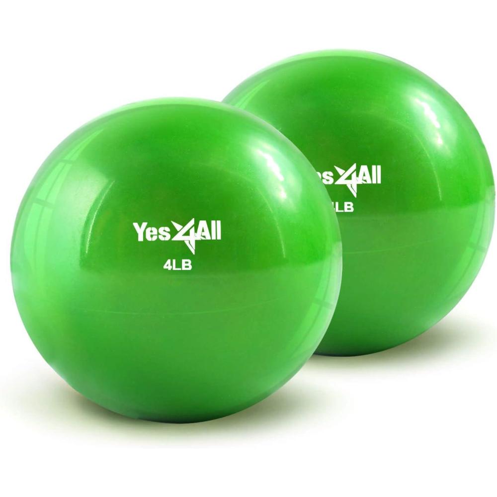 Yes4All Weighted Toning Balls for Exercise, Soft Medicine Balls for Exercise, Pilates, Yoga, Balance, Flexibility, 2-10lbs(B. (4lbs x2) Pair – Green)