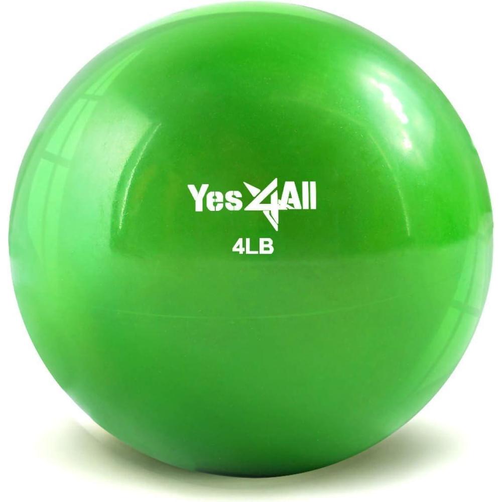 Yes4All Weighted Toning Balls for Exercise, Soft Medicine Balls for Exercise, Pilates, Yoga, Balance, Flexibility, 2-10lbs(H. 4lb – Green)