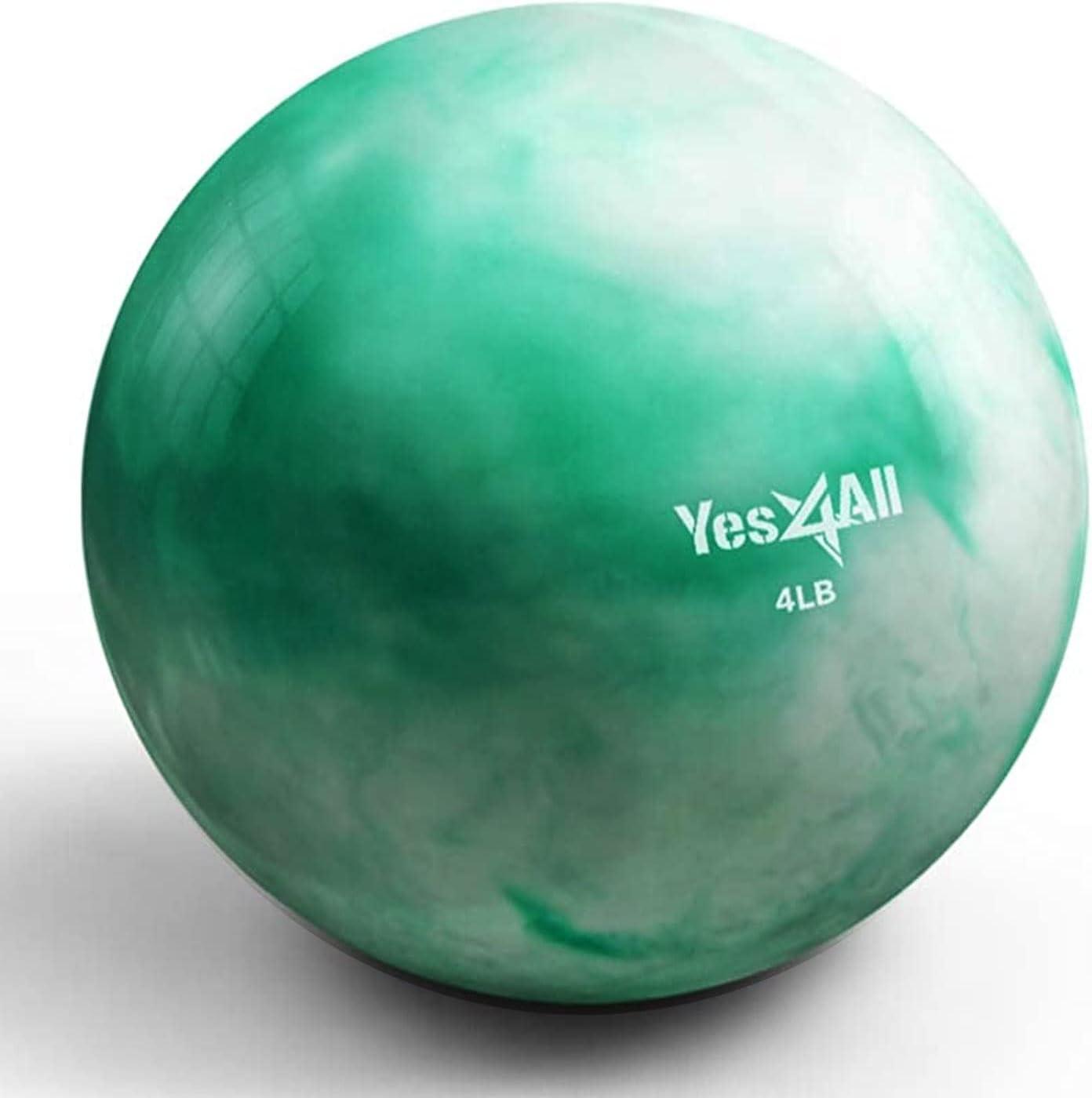 Yes4All Weighted Toning Balls for Exercise, Soft Medicine Balls for Exercise, Pilates, Yoga, Balance, Flexibility, 2-10lbs(H. 4lb – Green)