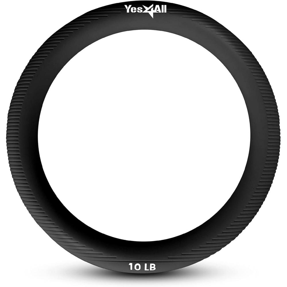 Yes4All Power Ring 10lbs, Weight Ring, Weighted Circle, Kettlebell for Yoga Exercise, Aerobics, Home Fitness, Core Training(A. Black – 10lb)
