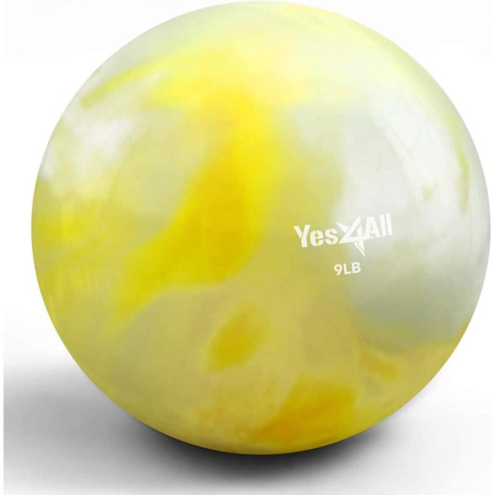 Yes4All Weighted Toning Balls for Exercise, Soft Medicine Balls for Exercise, Pilates, Yoga, Balance, Flexibility, 2-10lbs(L. 9lb – Yellow)
