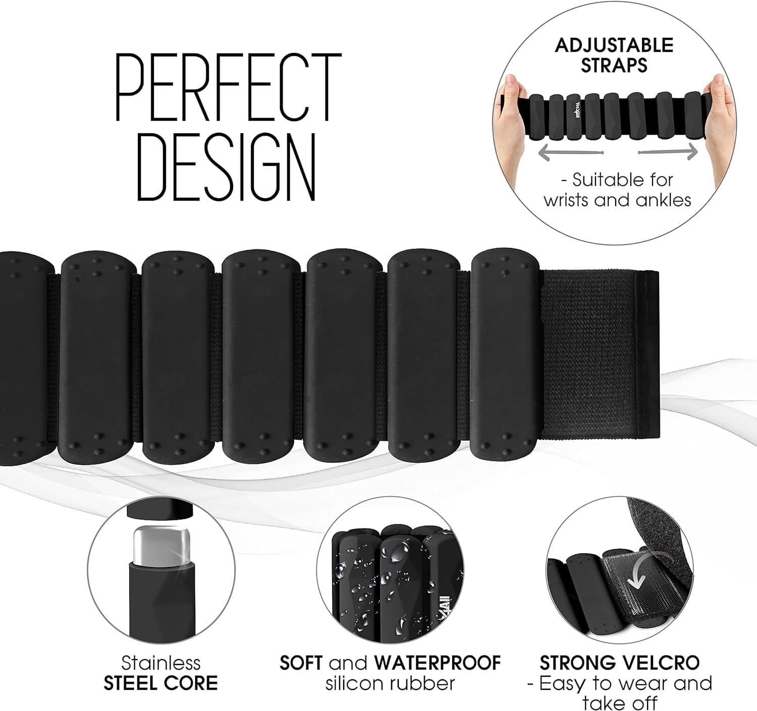Yes4All Wrist & Ankle Weights Pair, Adjustable Silicone Ankle weights for Women Men Home Gym Workout, Yoga, Dance, Cardio, Pilates, Aerobics, Walking and Running