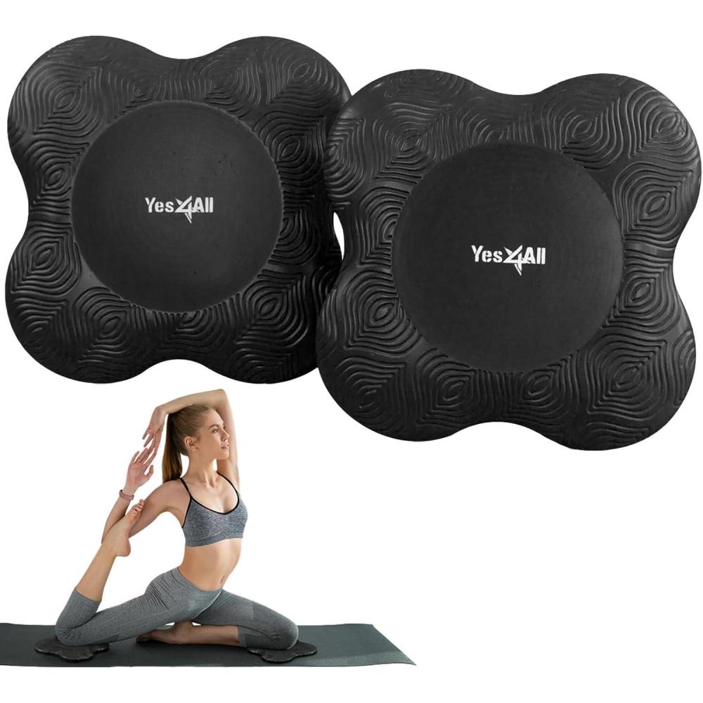 Yes4All Yoga Knee Pads Pair, Thick Yoga Kneeling Pad for Pilates Exercise, 13/16 Inches Cushion Knees Elbow Mat Supplies for Women & Men, Fitness, Travel(A. Black)