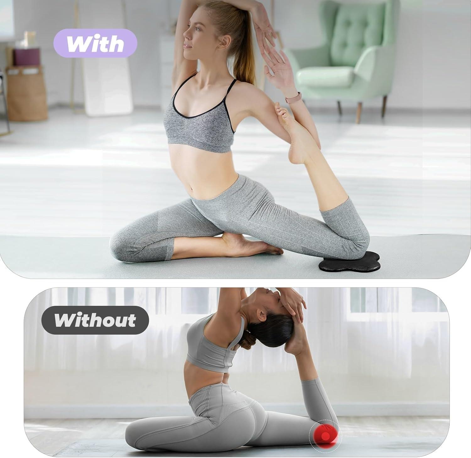 Yes4All Yoga Knee Pads Pair, Thick Yoga Kneeling Pad for Pilates Exercise, 13/16 Inches Cushion Knees Elbow Mat Supplies for Women & Men, Fitness, Travel(A. Black)