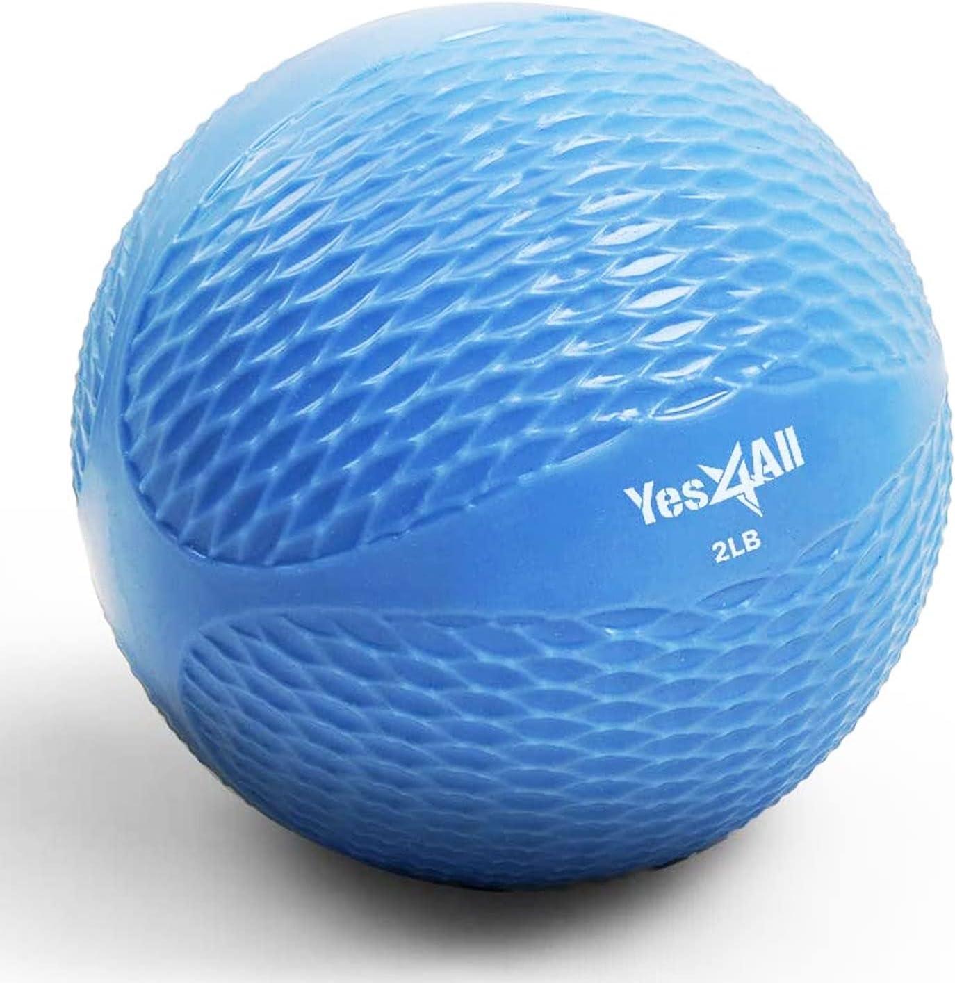 Yes4All Weighted Toning Balls for Exercise, Soft Medicine Balls for Exercise, Pilates, Yoga, Balance, Flexibility, 2-10lbs(F. 2lb – Blue)