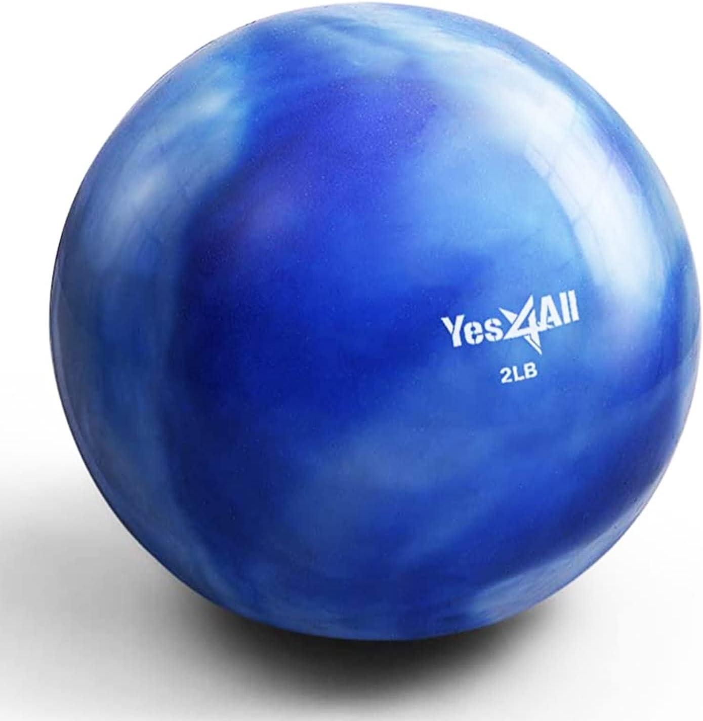 Yes4All Weighted Toning Balls for Exercise, Soft Medicine Balls for Exercise, Pilates, Yoga, Balance, Flexibility, 2-10lbs(F. 2lb – Blue)