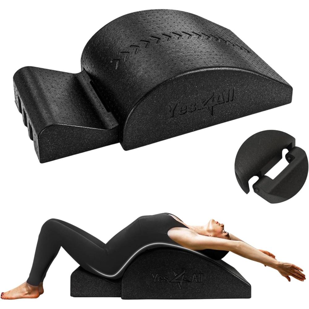 Yes4All Pilates Spine Corrector, Pilates Arc, 350lbs Foldable Pilates Massage Bed Barrel, Core Strengthening and Stretching(A. Basic_Black)