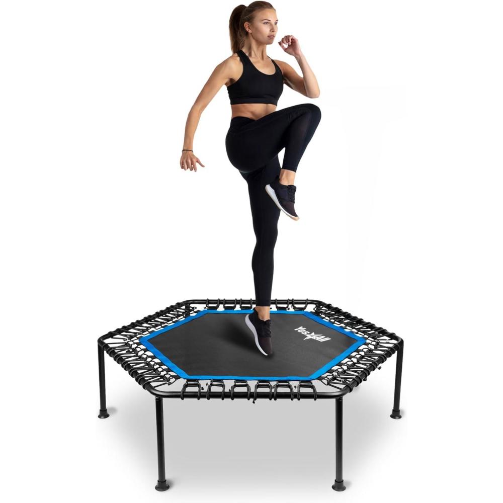 Yes4All Rebounder Trampoline for Adults, 48-Inch, 350 LBS Stable & Silent Exercise Trampoline for Rebounding, Jumping Cardio(Without handle)