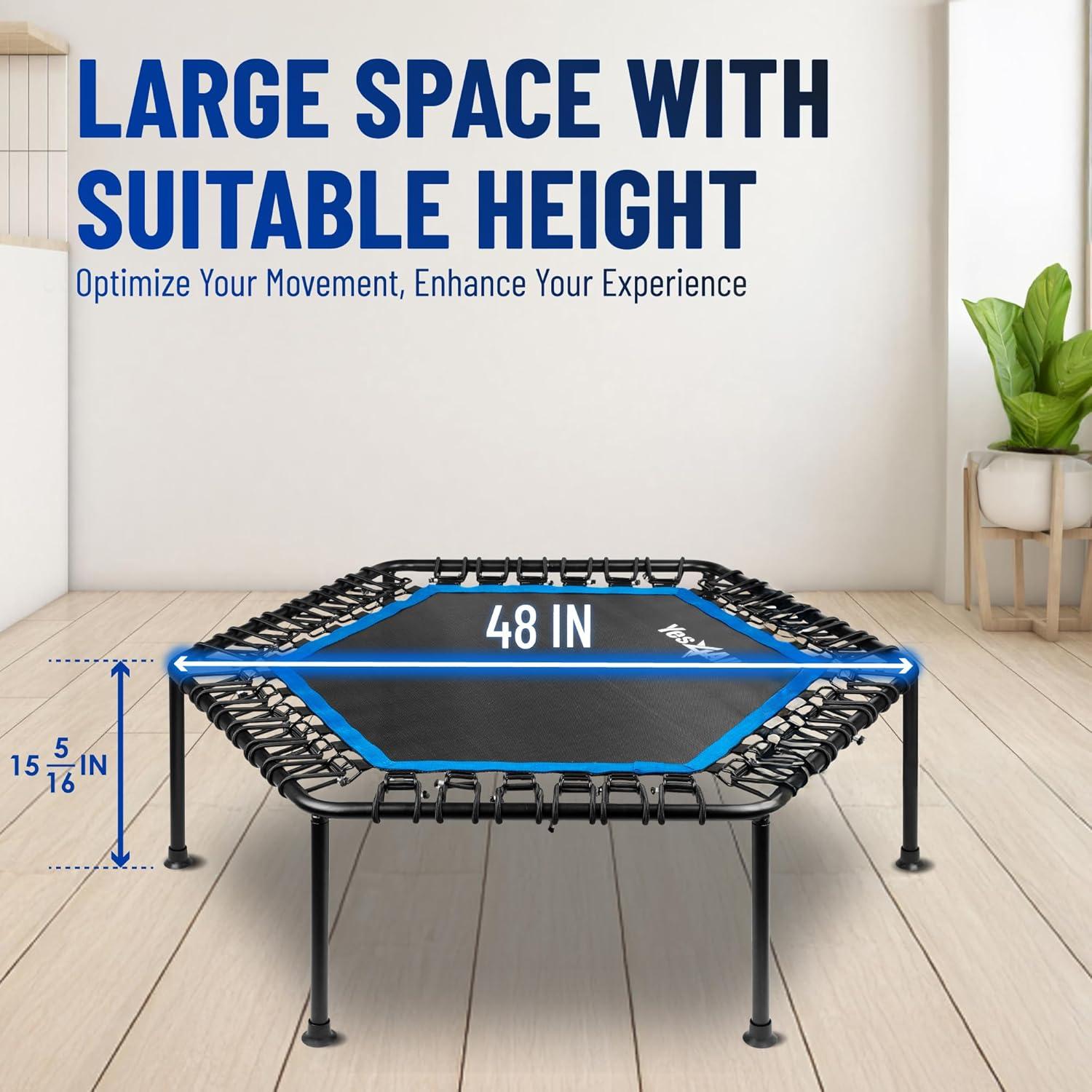 Yes4All Rebounder Trampoline for Adults, 48-Inch, 350 LBS Stable & Silent Exercise Trampoline for Rebounding, Jumping Cardio
