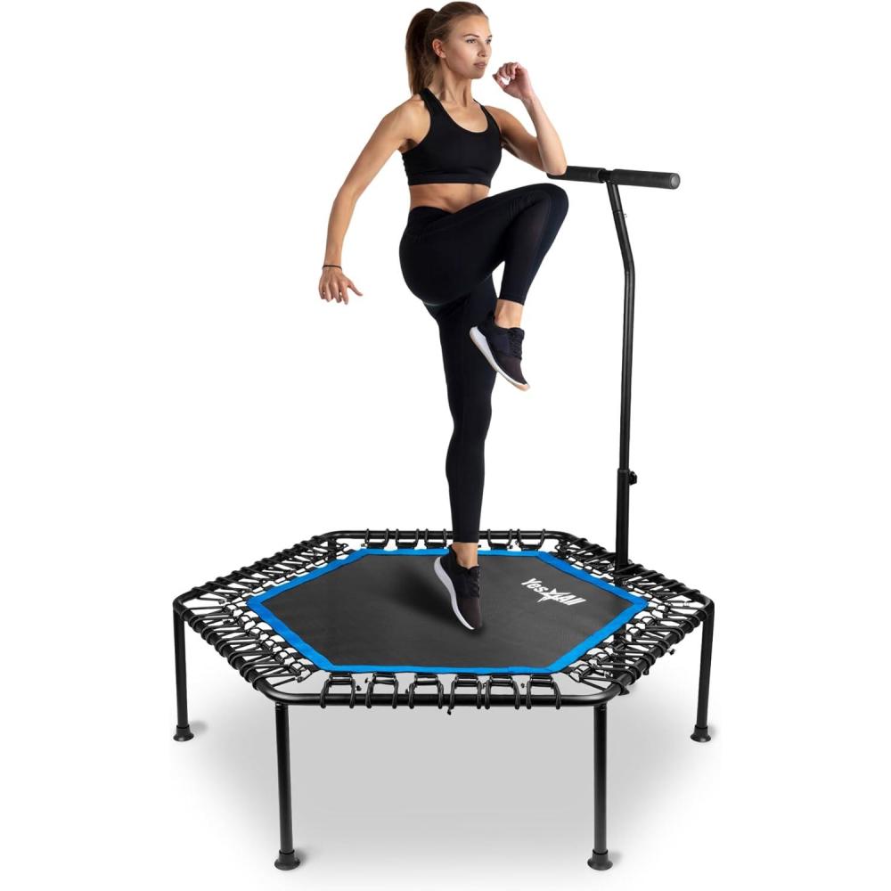 Yes4All Rebounder Trampoline for Adults, 48-Inch, 350 LBS Stable & Silent Exercise Trampoline for Rebounding, Jumping Cardio(Handle)