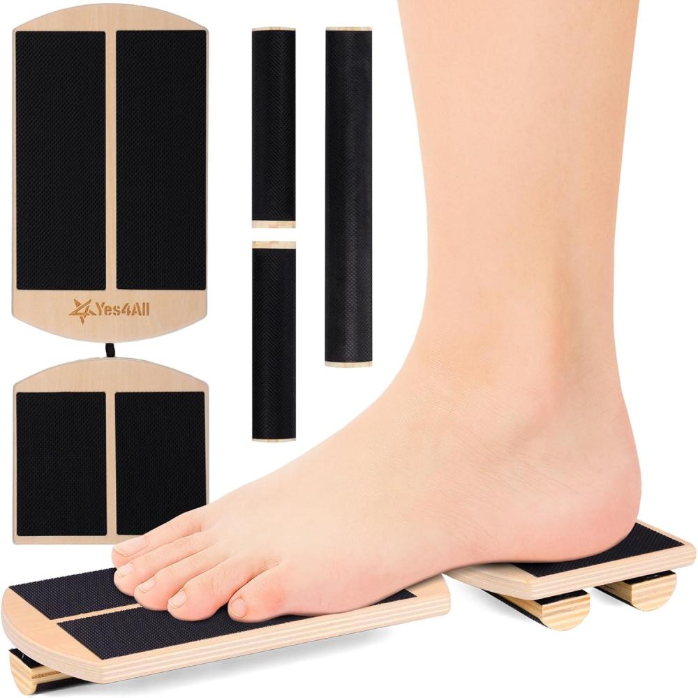 Yes4All 350LBS Professional Wooden Balance Board for Leg Workout, Anti-Slip Rocker Board, Wobble Board for Standing Desk(Natural Wood)