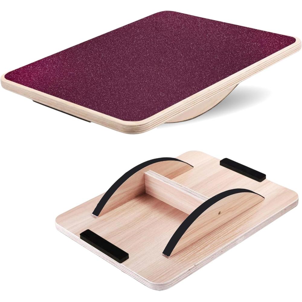 Yes4All 350LBS Professional Wooden Balance Board for Leg Workout, Anti-Slip Rocker Board, Wobble Board for Standing Desk(C. Red)