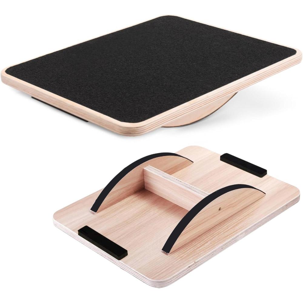 Yes4All 350LBS Professional Wooden Balance Board for Leg Workout, Anti-Slip Rocker Board, Wobble Board for Standing Desk(Black)